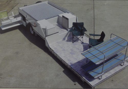 actual lay out of camper - bunks & chairs not included